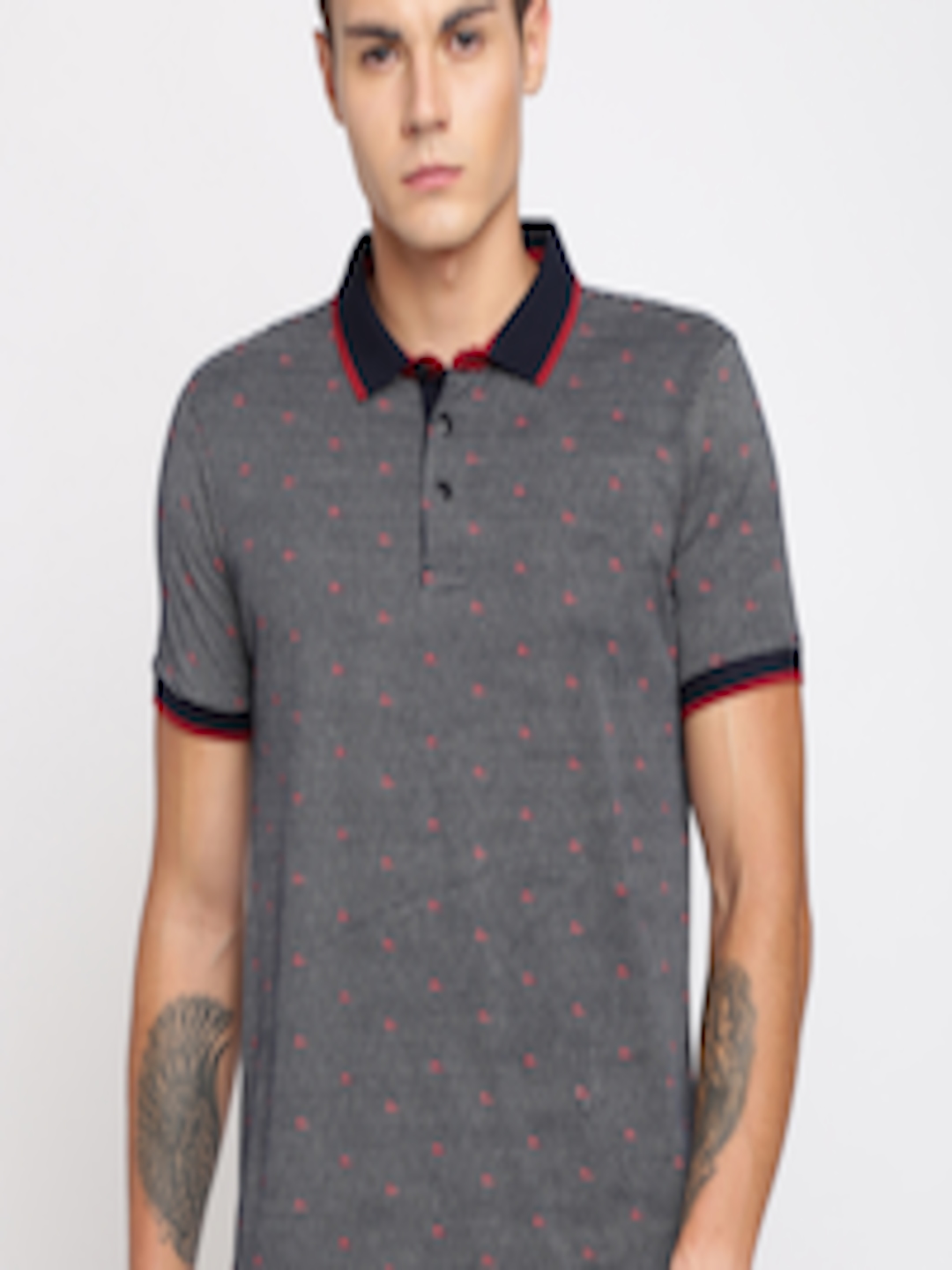 Buy Crocodile Men Navy Blue Striped Polo Collar T Shirt - Tshirts for ...