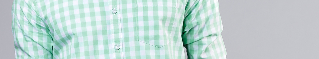 Buy HIGHLANDER Men Green & White Slim Fit Checked Casual Shirt - Shirts ...