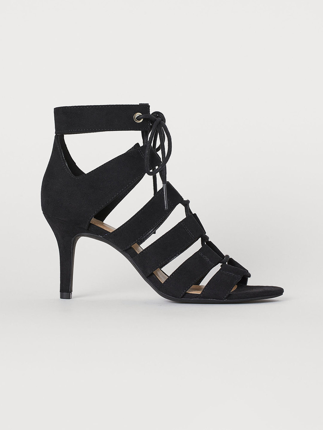 Buy H&M Women Black Solid Sandals With Lacing Heels for Women