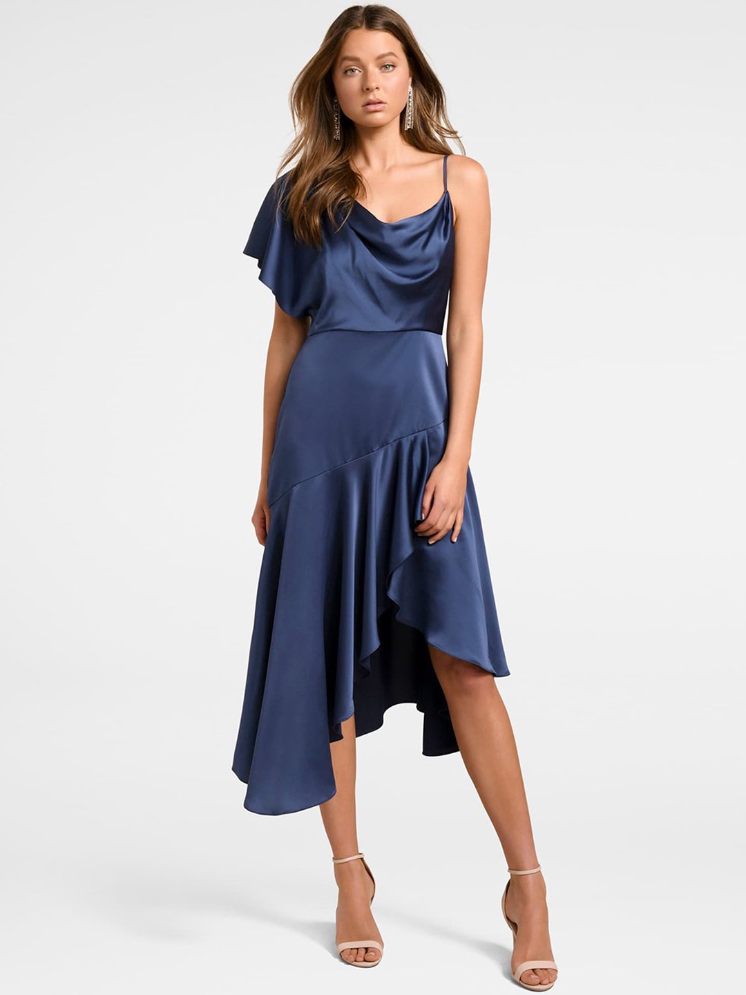 Buy Forever New Women Solid Blue Fit And Flare Dress Dresses For Women 10936562 Myntra 