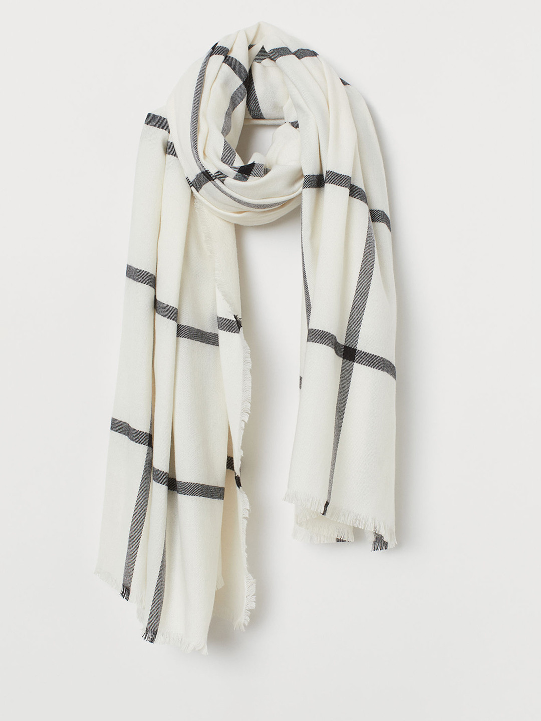 Buy H&M Women White & Black Large Scarf Scarves for Women 10930068