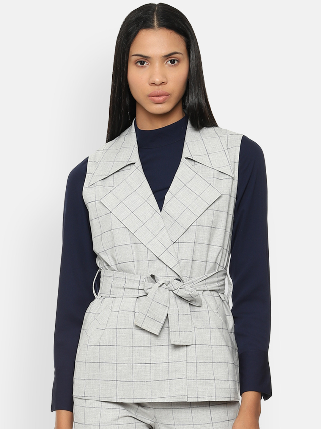 Buy Van Heusen Woman Women Grey Checked Blazer - Blazers for Women 10937148 | Myntra