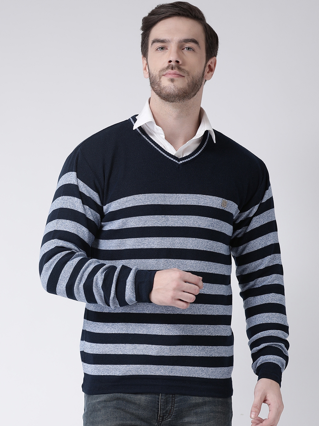 Buy COBB Men Blue Striped Sweater - Sweaters for Men 10951352 | Myntra