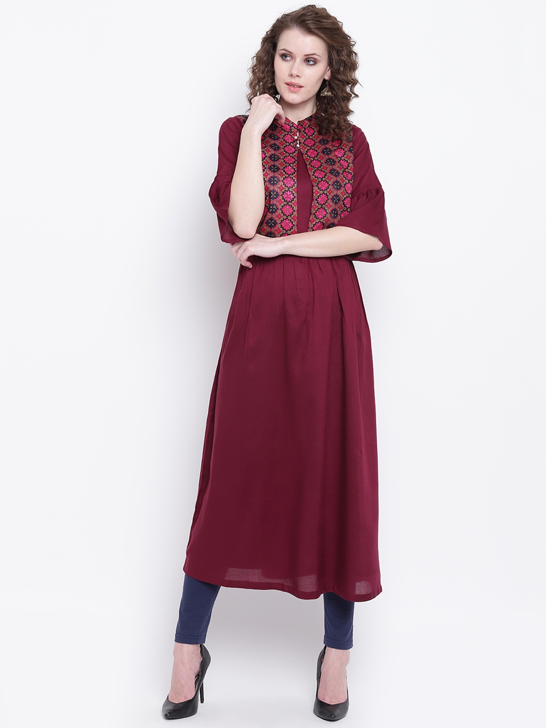 kurti with jacket on myntra