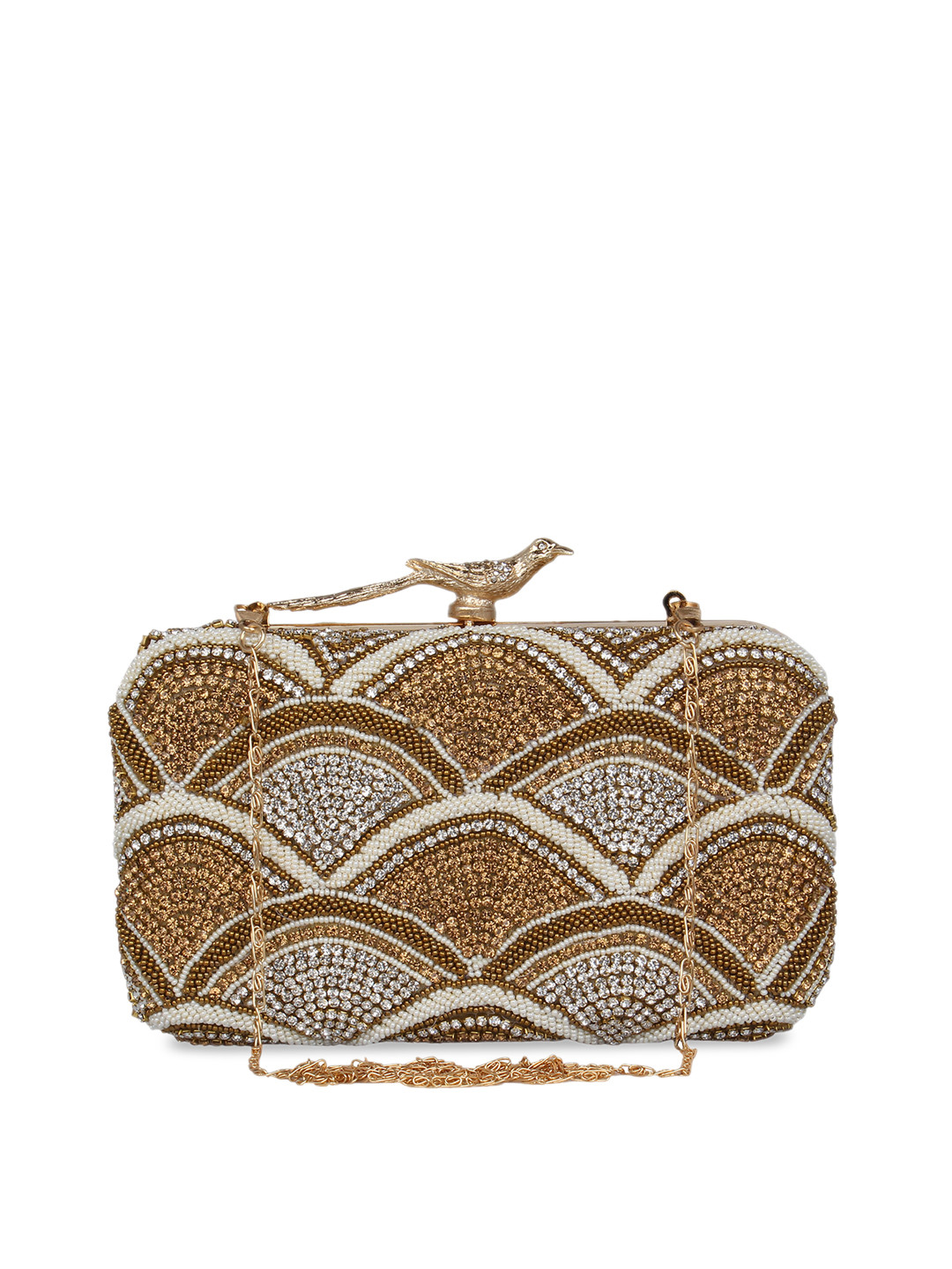 Buy Anekaant Gold Toned Embellished Clutch Clutches for Women