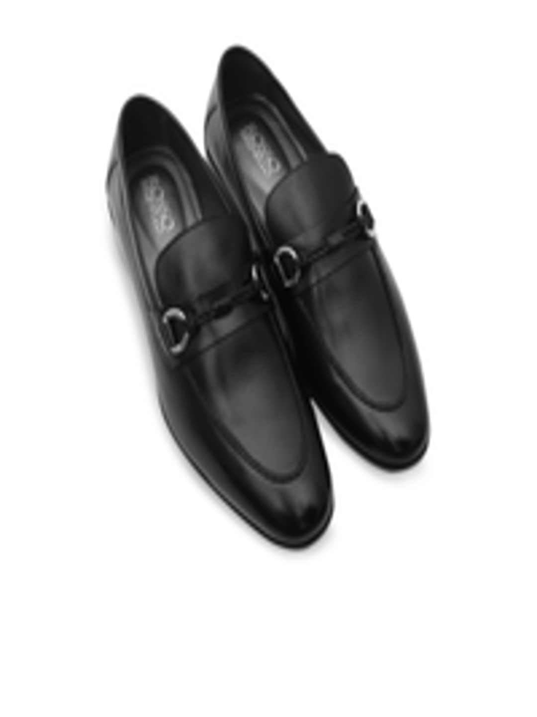 Buy ROSSO BRUNELLO Men Black Solid Italian Leather Formal Loafers ...