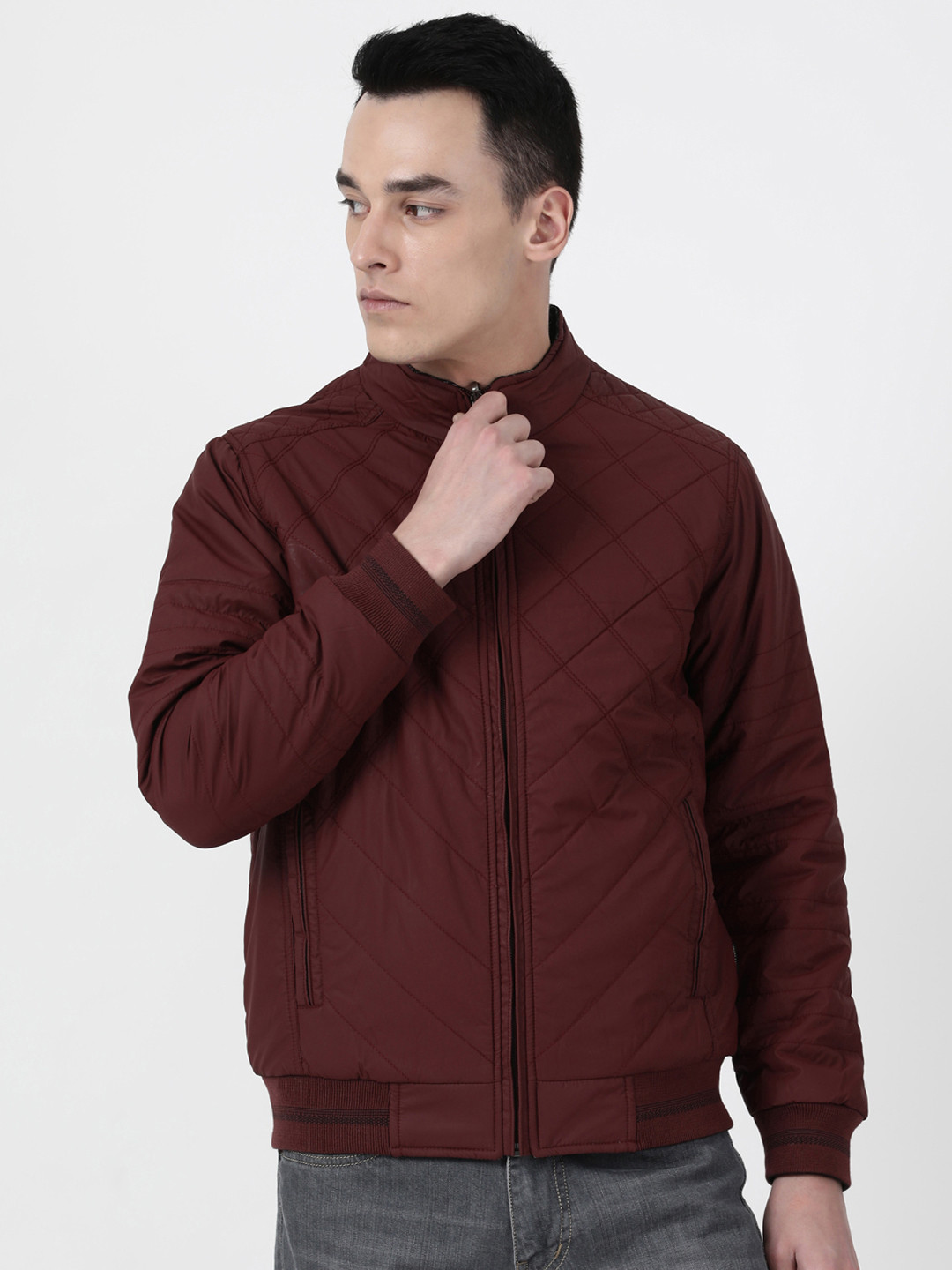Buy Monte Carlo Men Maroon Solid Quilted Jacket Jackets for Men