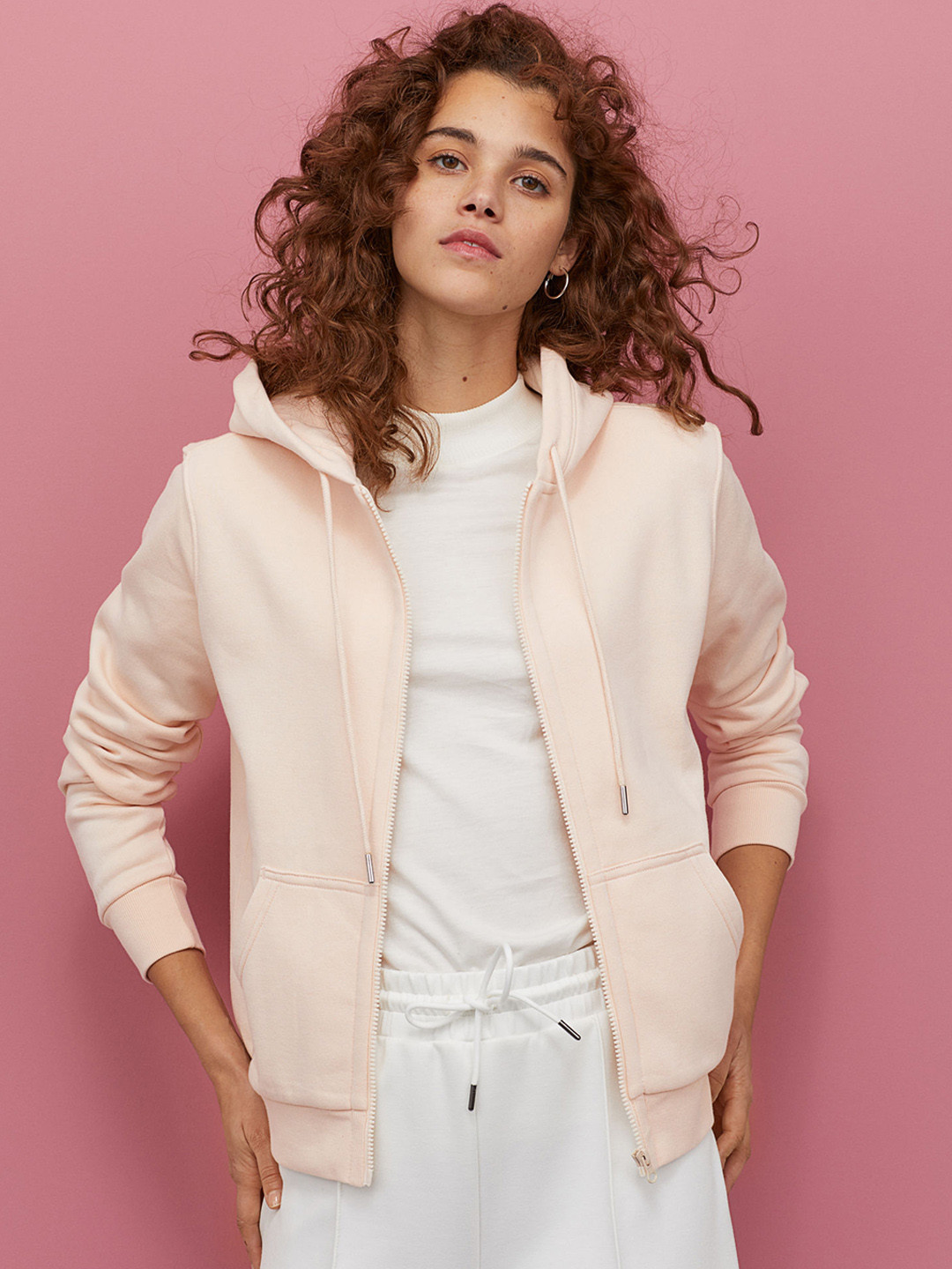 Buy H&M Women Orange Solid Hooded Jacket Sweatshirts for Women