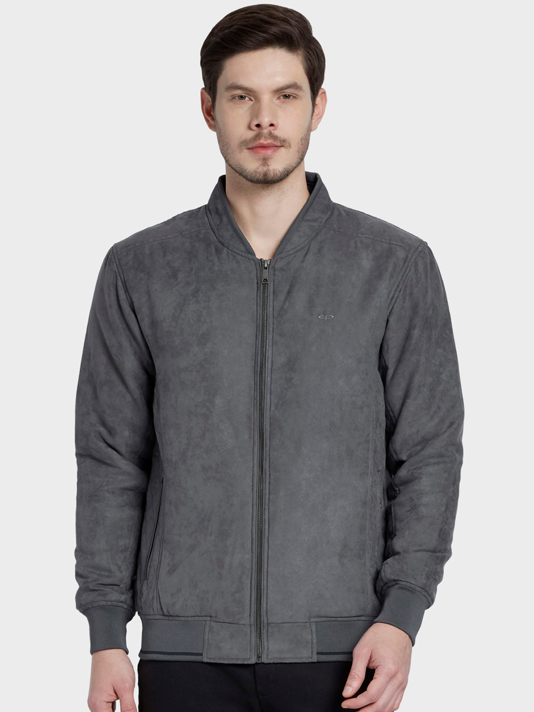 Buy ColorPlus Men Charcoal Grey Solid Bomber Jackets for Men 11145714