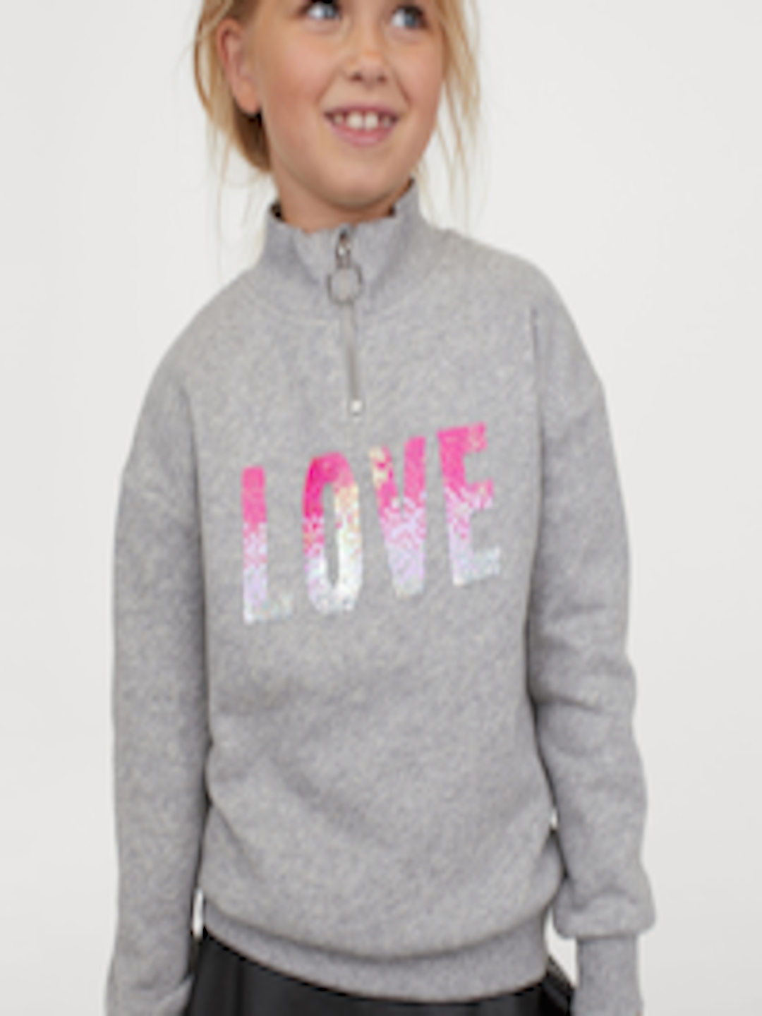 Buy H&M Girls Grey Sequin Motif Sweatshirt - Sweatshirts for Girls ...