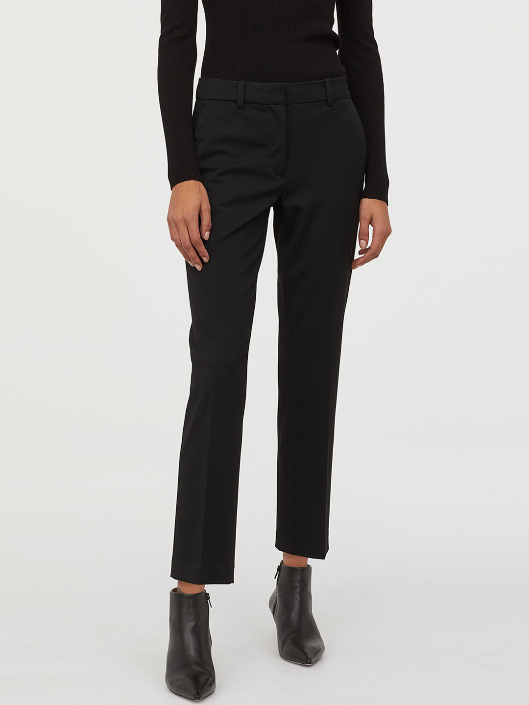 Buy H&M Women Black Solid Cigarette Trousers - Trousers for Women 11151004 | Myntra