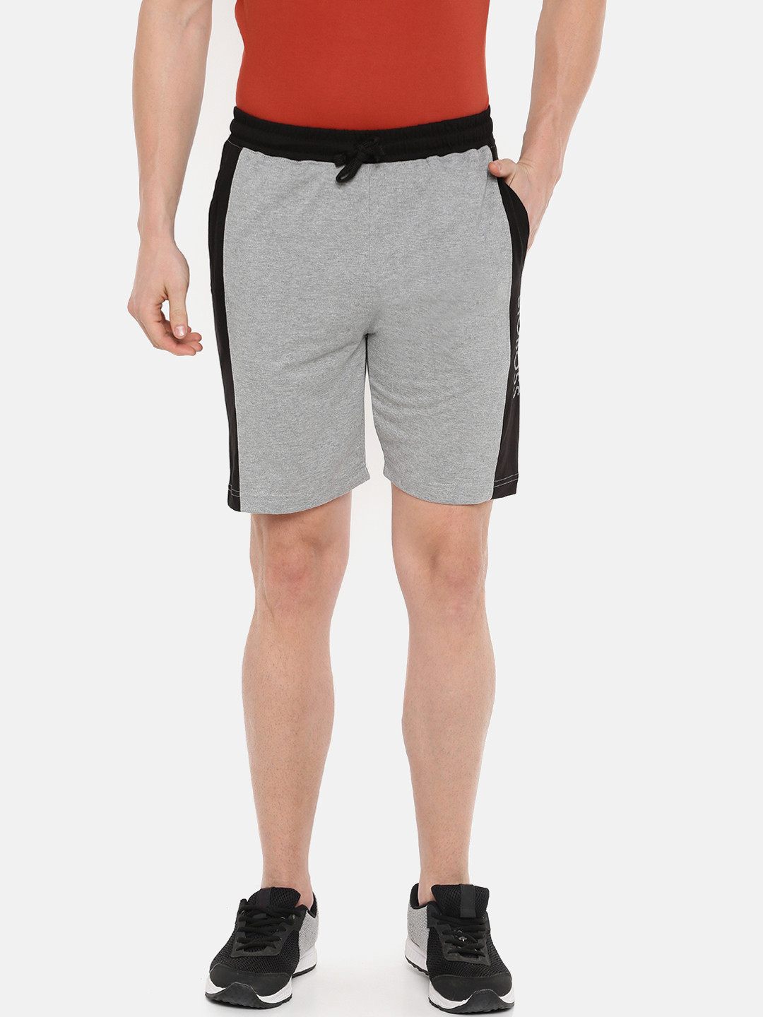 Buy Dollar Bigboss Men Grey Melange & Black Colourblocked Regular Fit