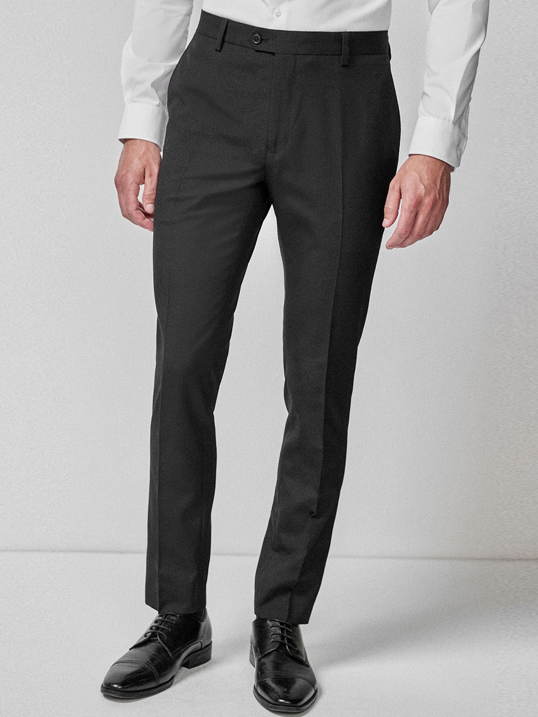 Buy Next Men Black Skinny Fit Solid Formal Trousers - Trousers for Men ...