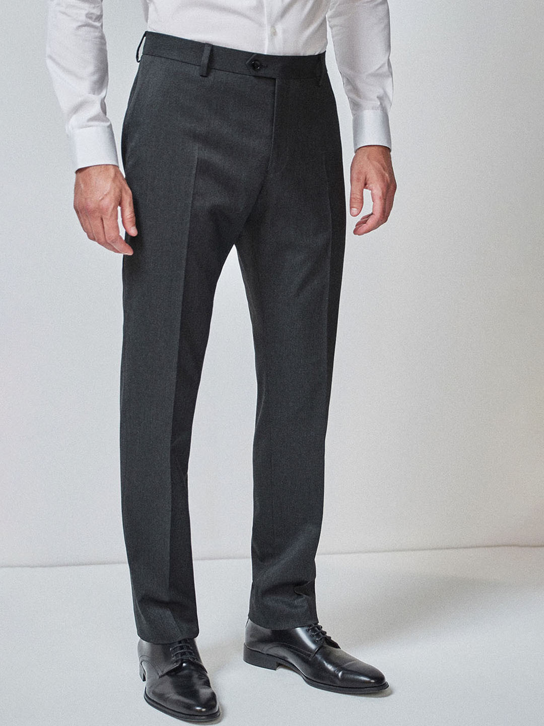Buy Next Men Charcoal Grey Skinny Fit Solid Formal Trousers Trousers