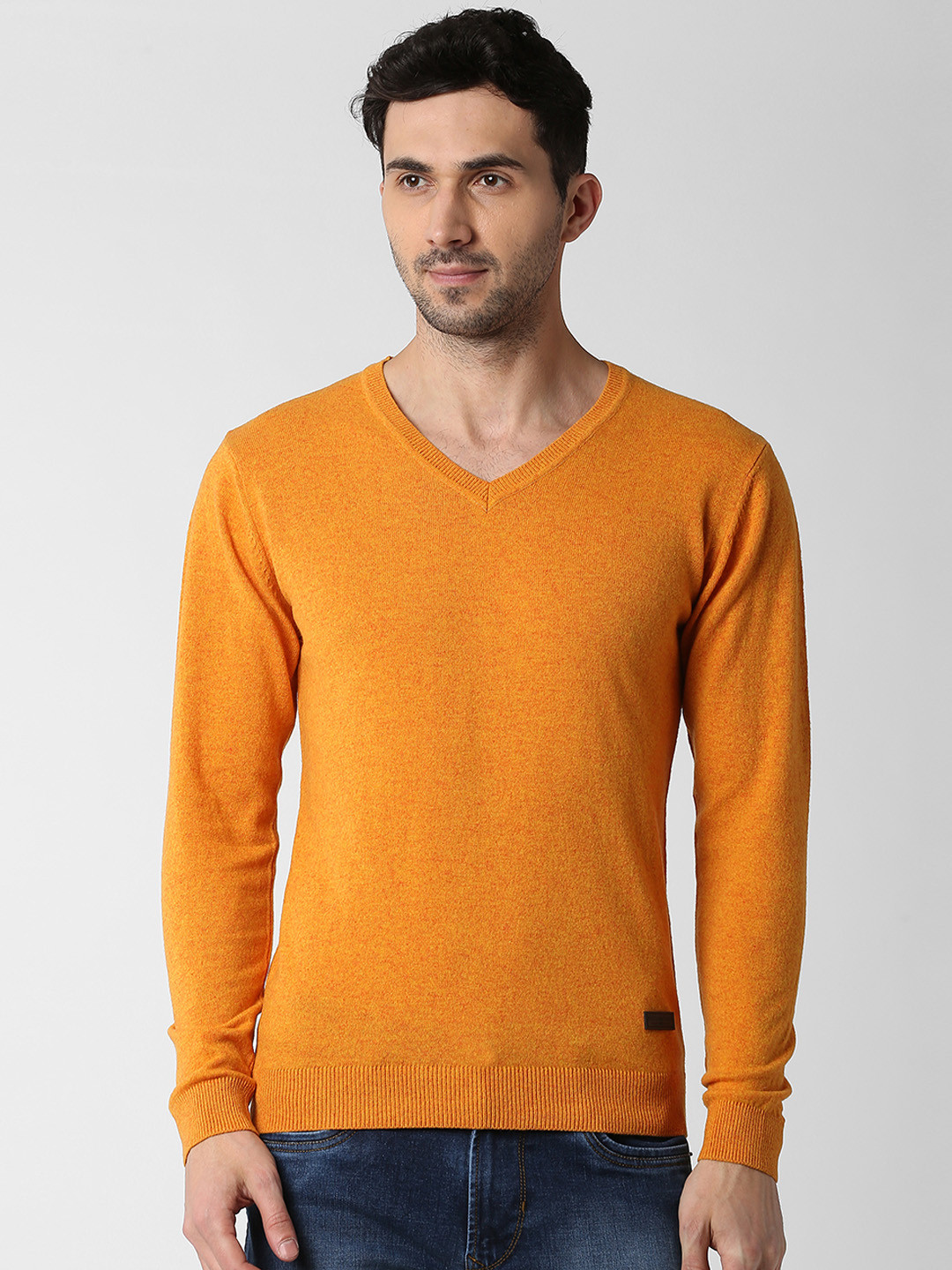 Buy Peter England Casuals Men Yellow Solid Pullover Sweater Sweaters