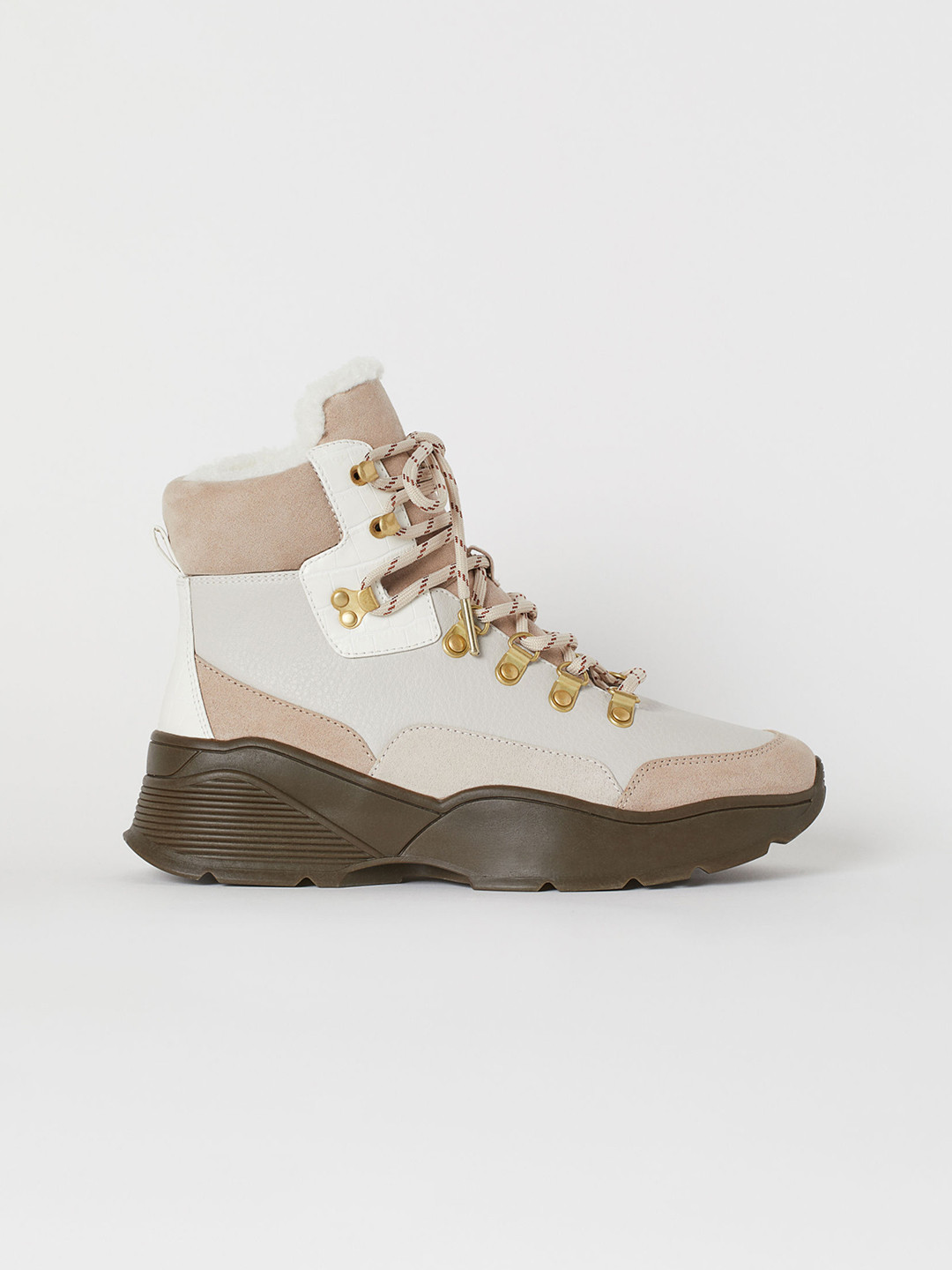 Buy H&M Women White & Beige Pile Lined Hi Tops Casual Shoes for Women