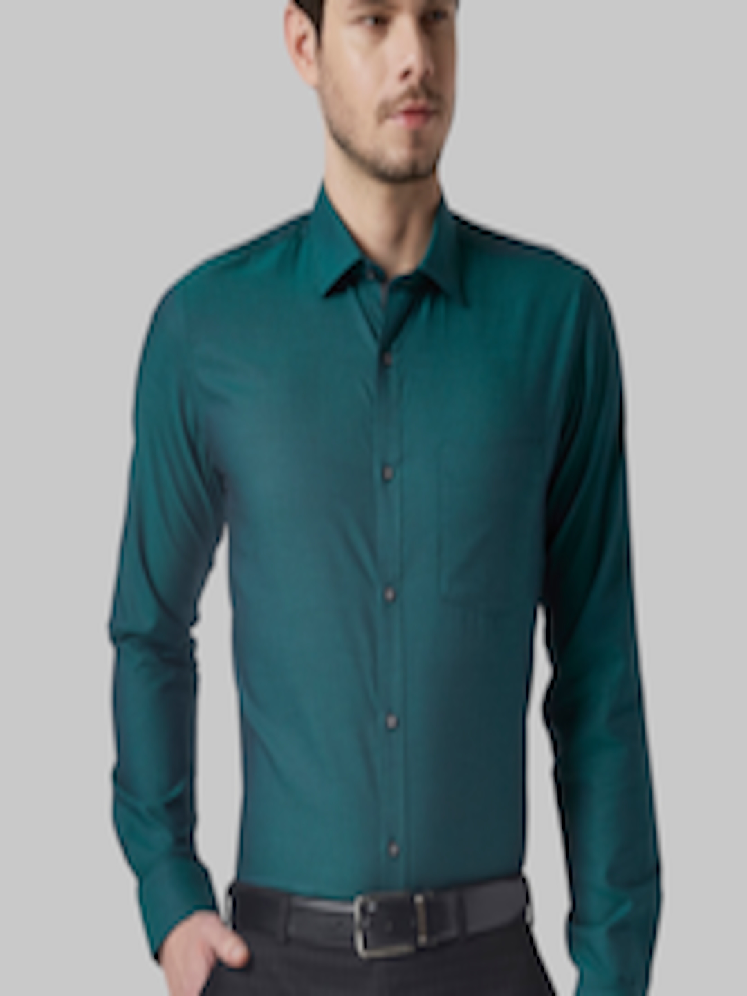 Buy Park Avenue Men Teal Green Printed Slim Fit Formal Shirt - Shirts ...