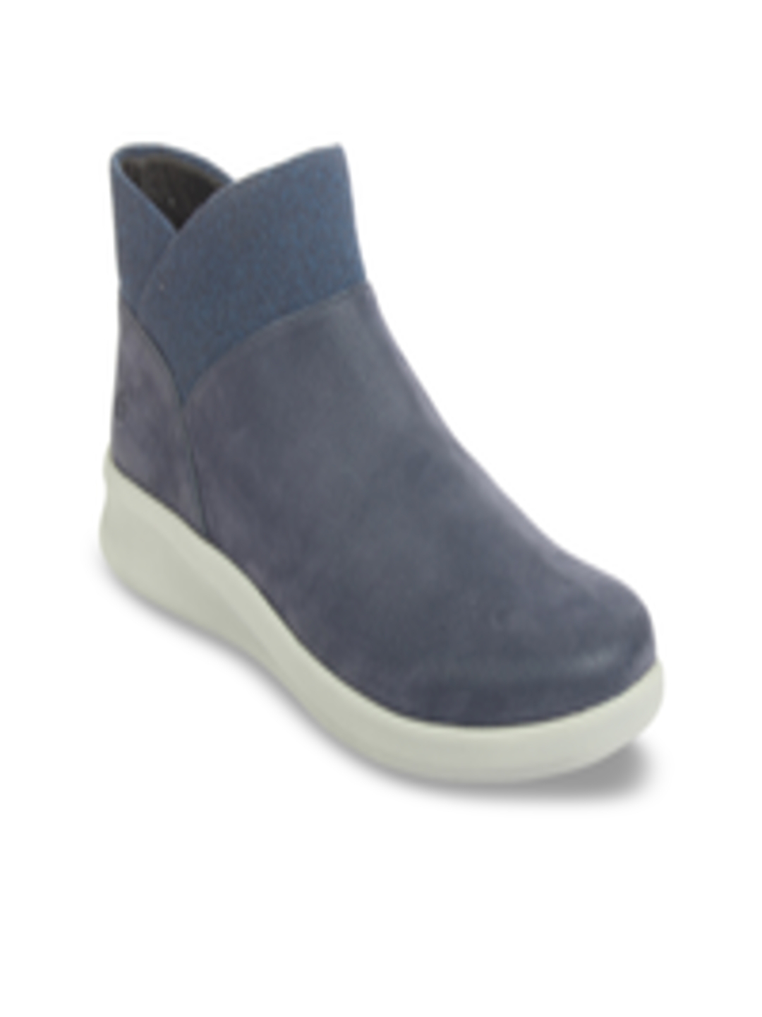 Buy Clarks Women Blue Solid Textile Mid Top Flat Boots - Boots for ...