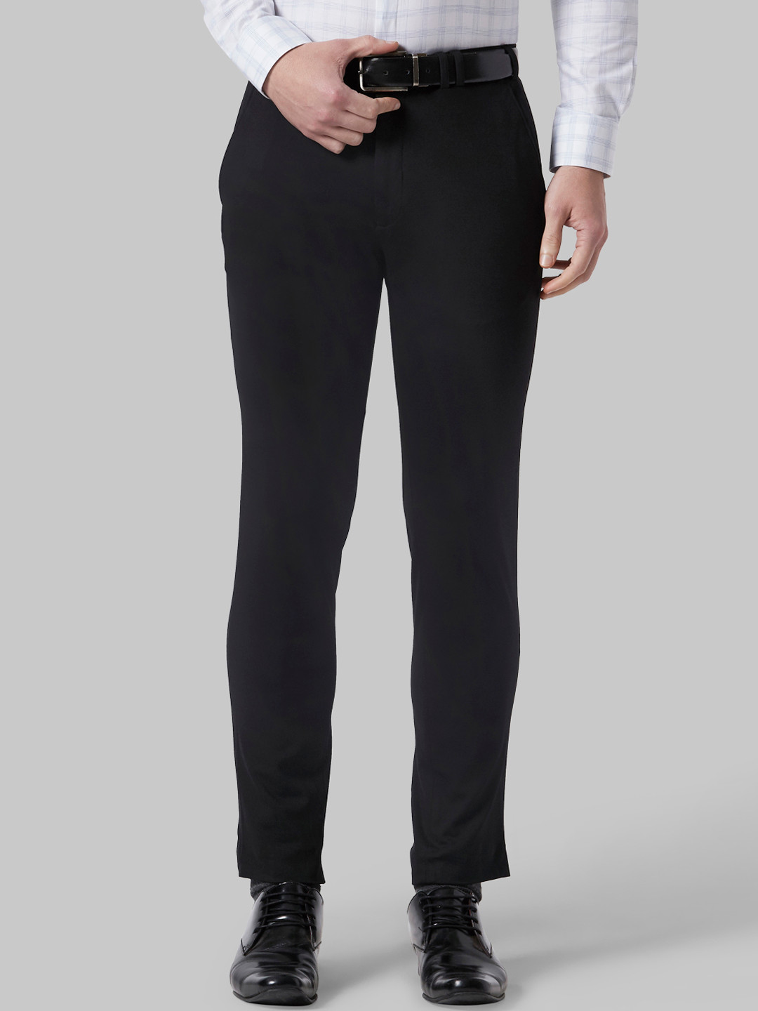 Buy Park Avenue Men Black Regular Fit Solid Formal Trousers - Trousers ...