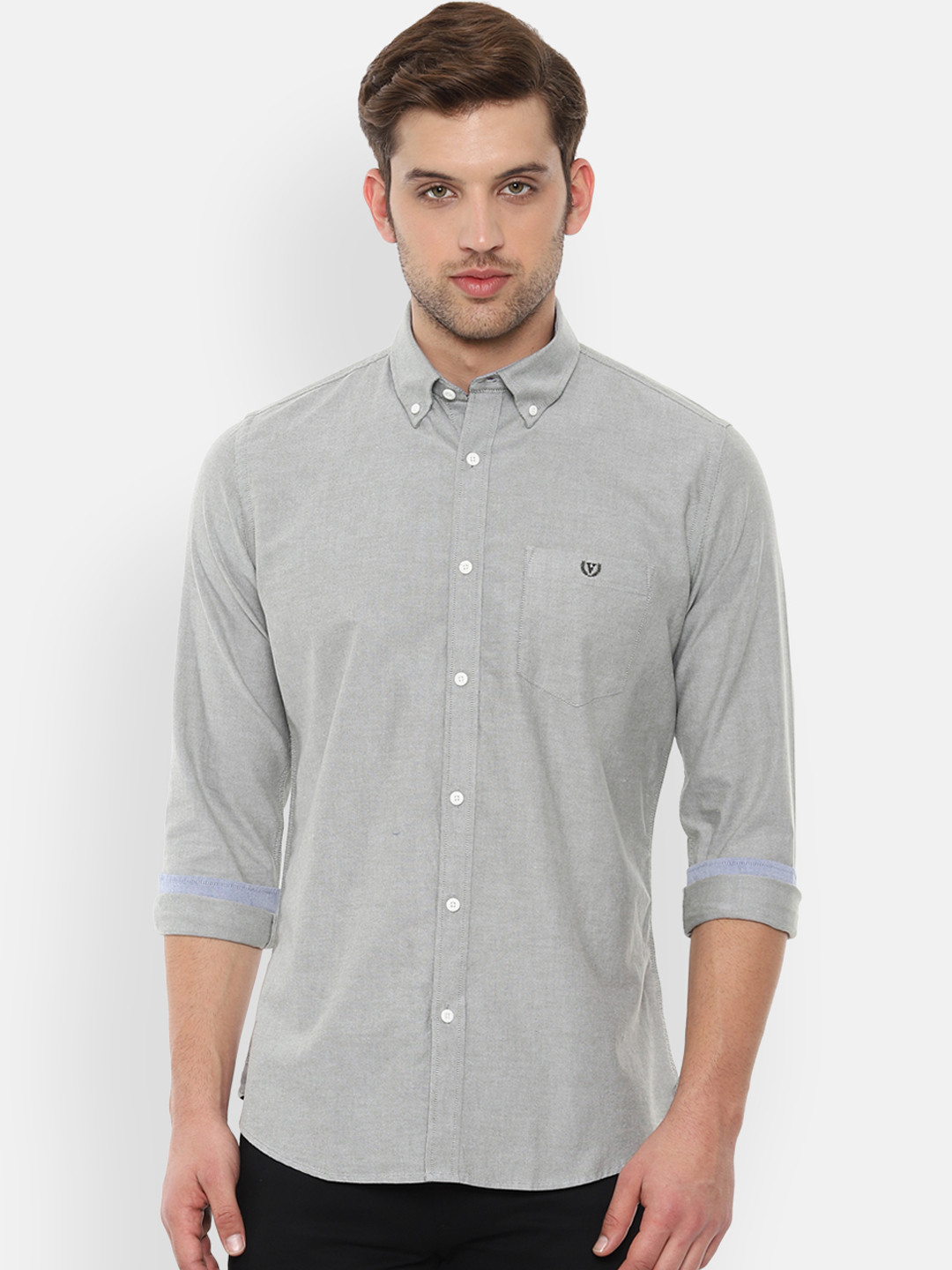 Buy Van Heusen Sport Men Grey Slim Fit Solid Casual Shirt Shirts for
