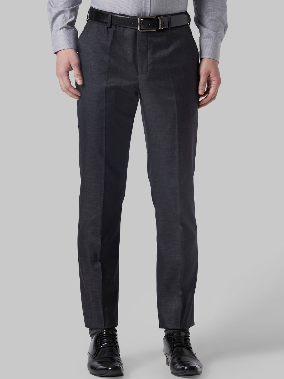 Buy Park Avenue Men Grey Regular Fit Solid Formal Trousers - Trousers ...