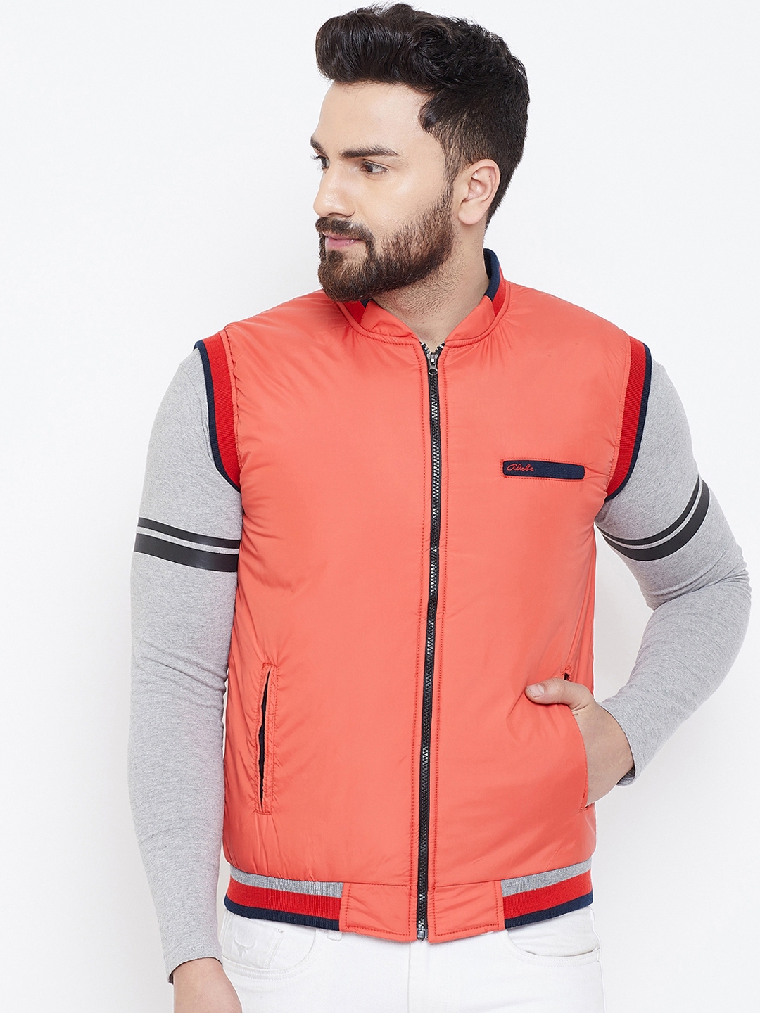 Buy Adobe Men Orange Solid Padded Jacket - Jackets for Men 11171210 ...