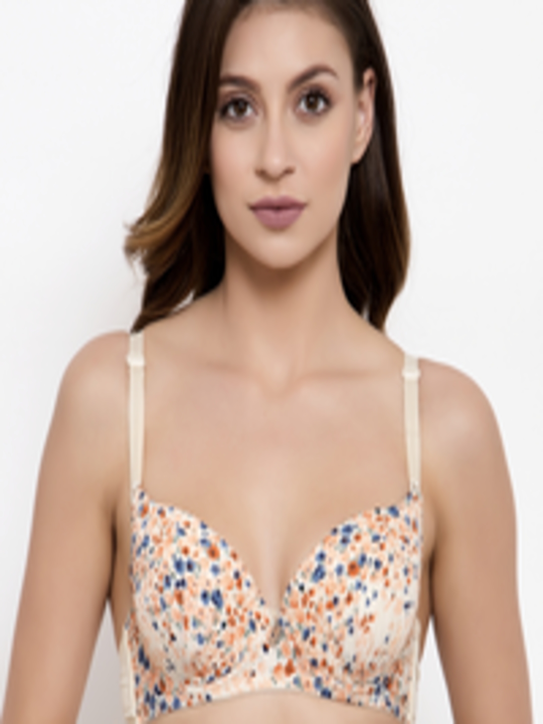 Buy Quttos Blue Printed Underwired Lightly Padded Push Up 