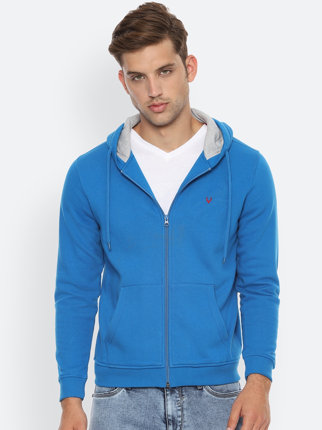 Buy Allen Solly Men Blue Solid Hooded Sweatshirt - Sweatshirts for Men ...