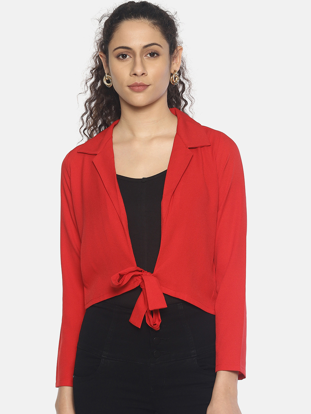 Buy AARA Women Red Solid Tie Up Shrug - Shrug for Women 11176320 | Myntra