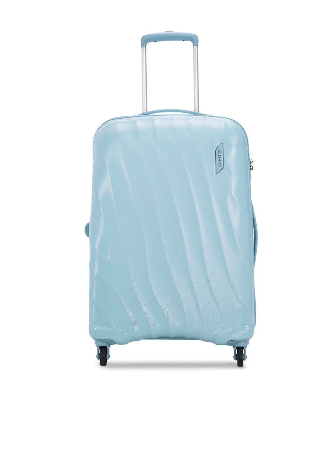 Buy Caprese Unisex Blue Textured Hard Sided Medium Trolley