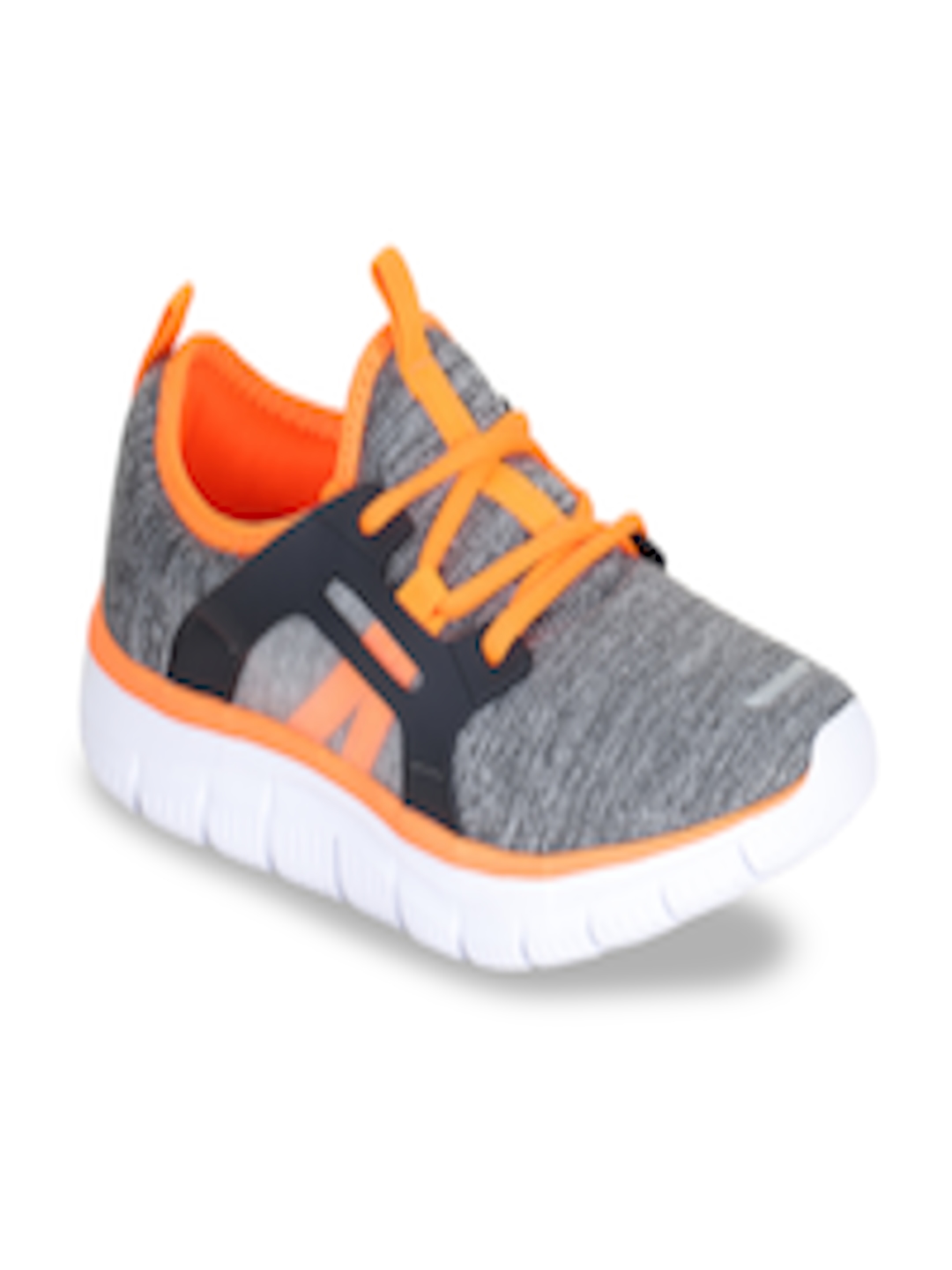 Buy REFOAM Women Grey & Orange Flyknit Sneakers Casual