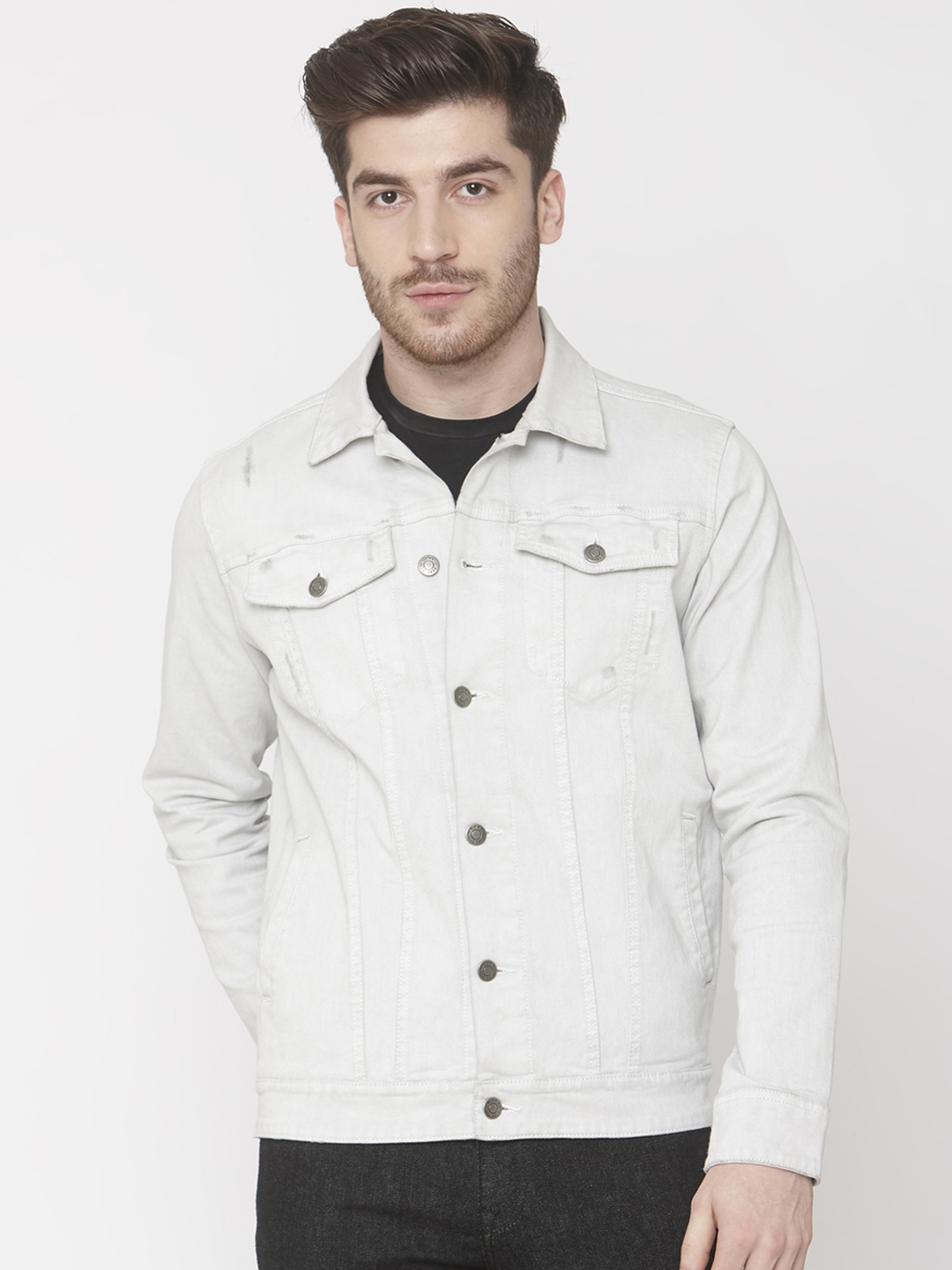 Buy Mufti Men Grey Solid Denim Jacket - Jackets for Men 11178252 | Myntra