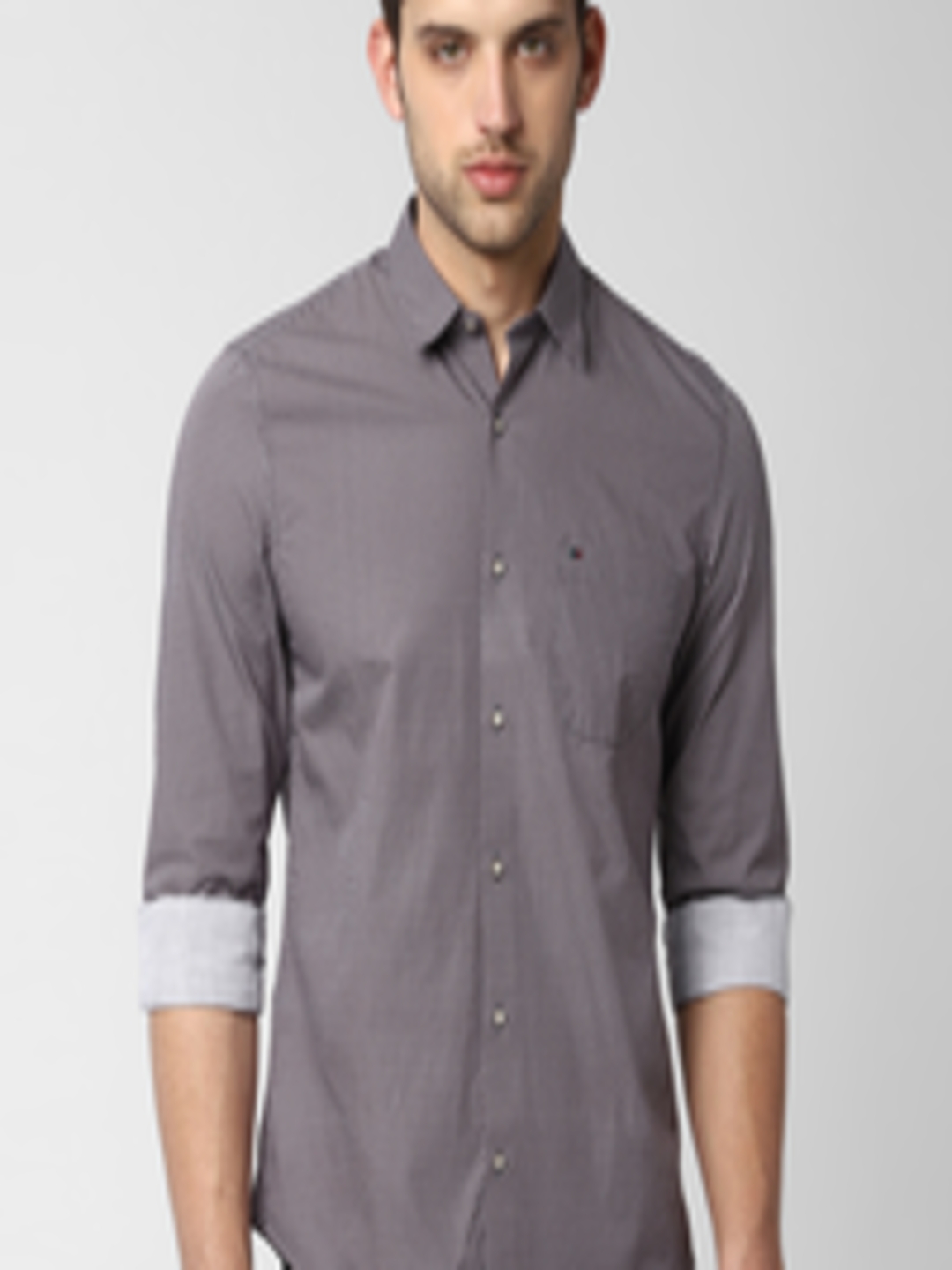Buy Peter England Casuals Men Grey Slim Fit Printed Casual Shirt ...