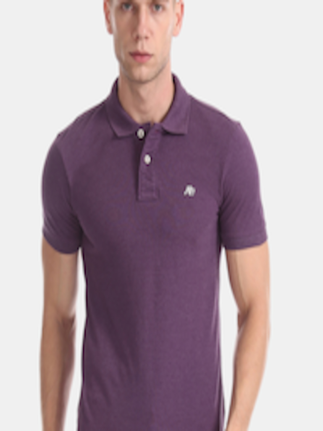 Buy Aeropostale Men Purple Solid Polo Collar T Shirt - Tshirts for Men ...