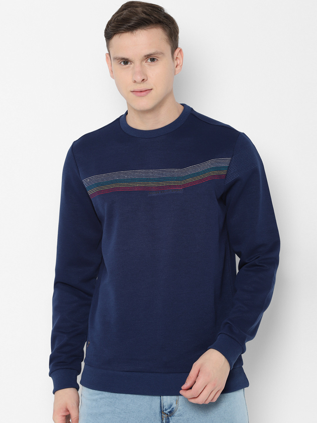 Buy Allen Solly Sport Men Navy Blue Solid Sweatshirt - Sweatshirts for ...