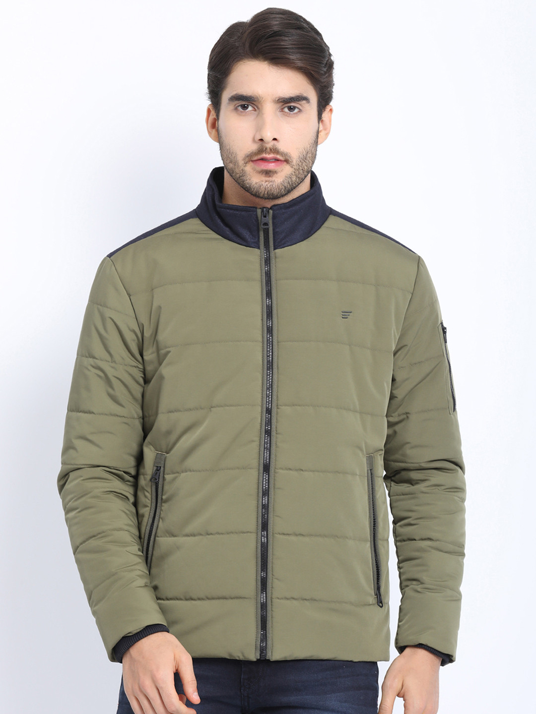 Buy T Base Men Olive Green Solid Lightweight Puffer Jacket Jackets