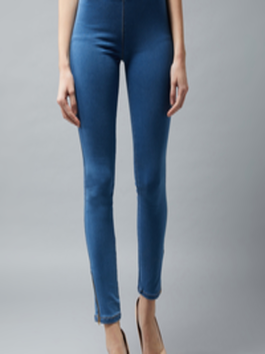 Buy DOLCE CRUDO Women Navy Blue Solid Skinny Fit Jeggings - Jeggings ...