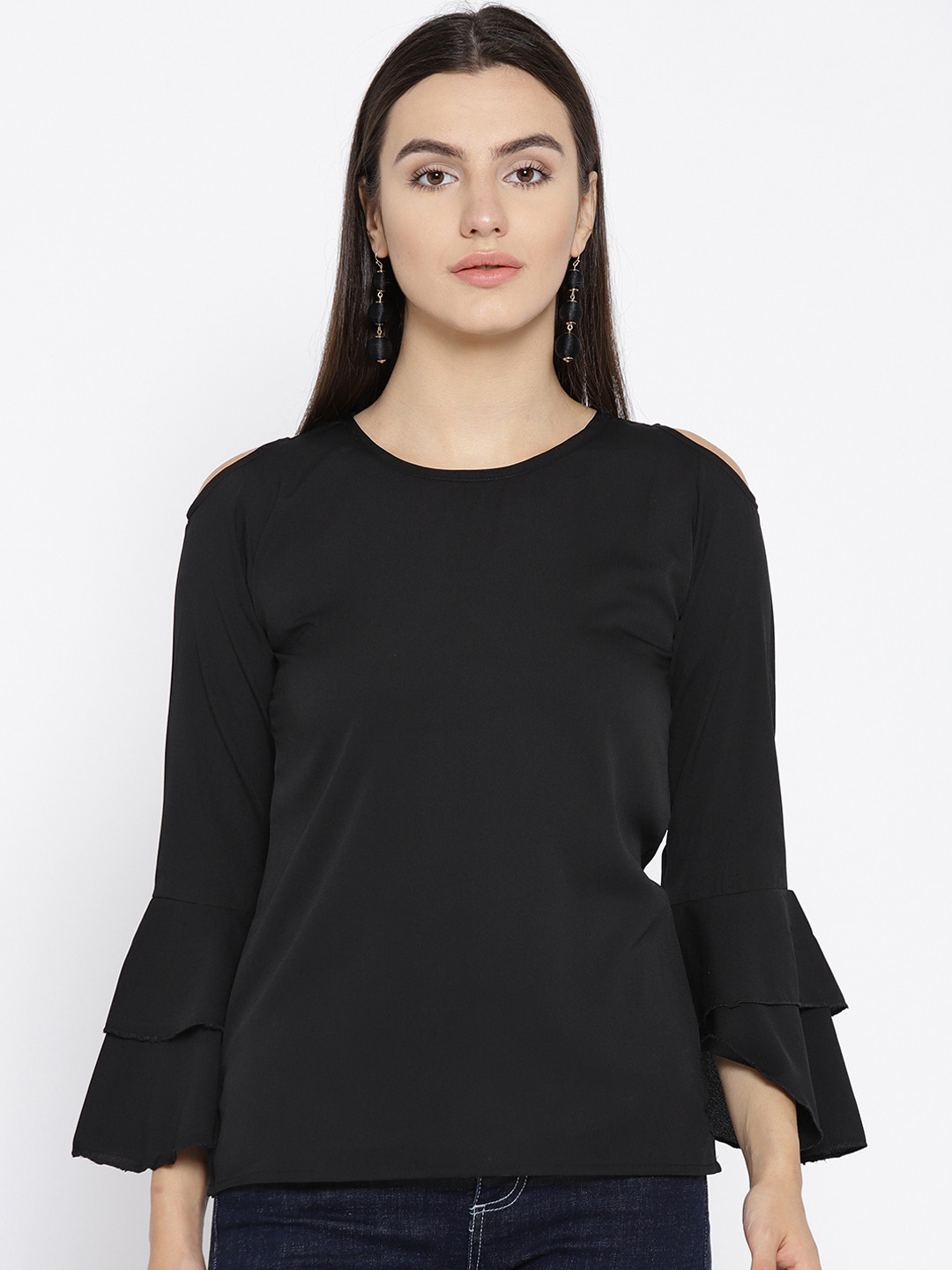 Buy Cottinfab Women Black Solid Top Tops for Women 11198276 Myntra