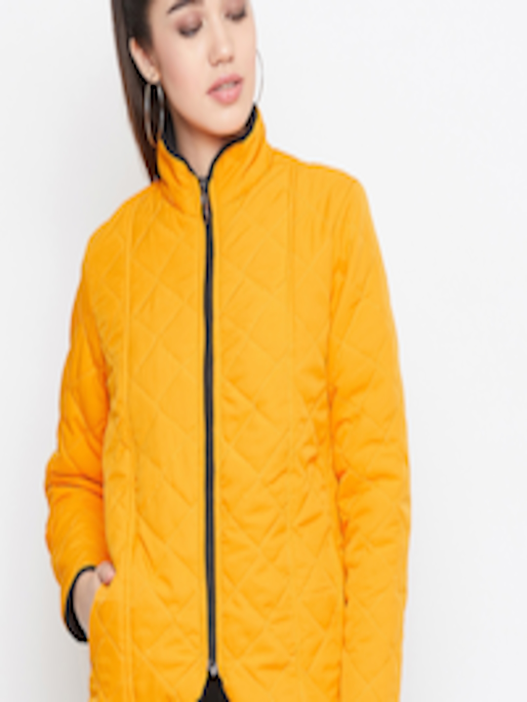 Buy PURYS Women Yellow Solid Quilted Jacket - Jackets for Women ...