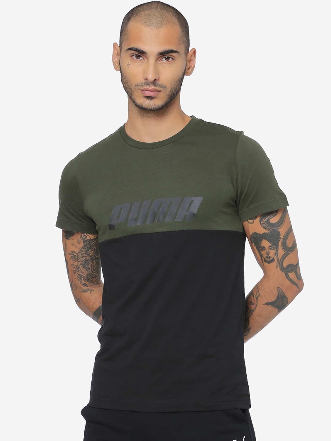 puma olive green tshirt