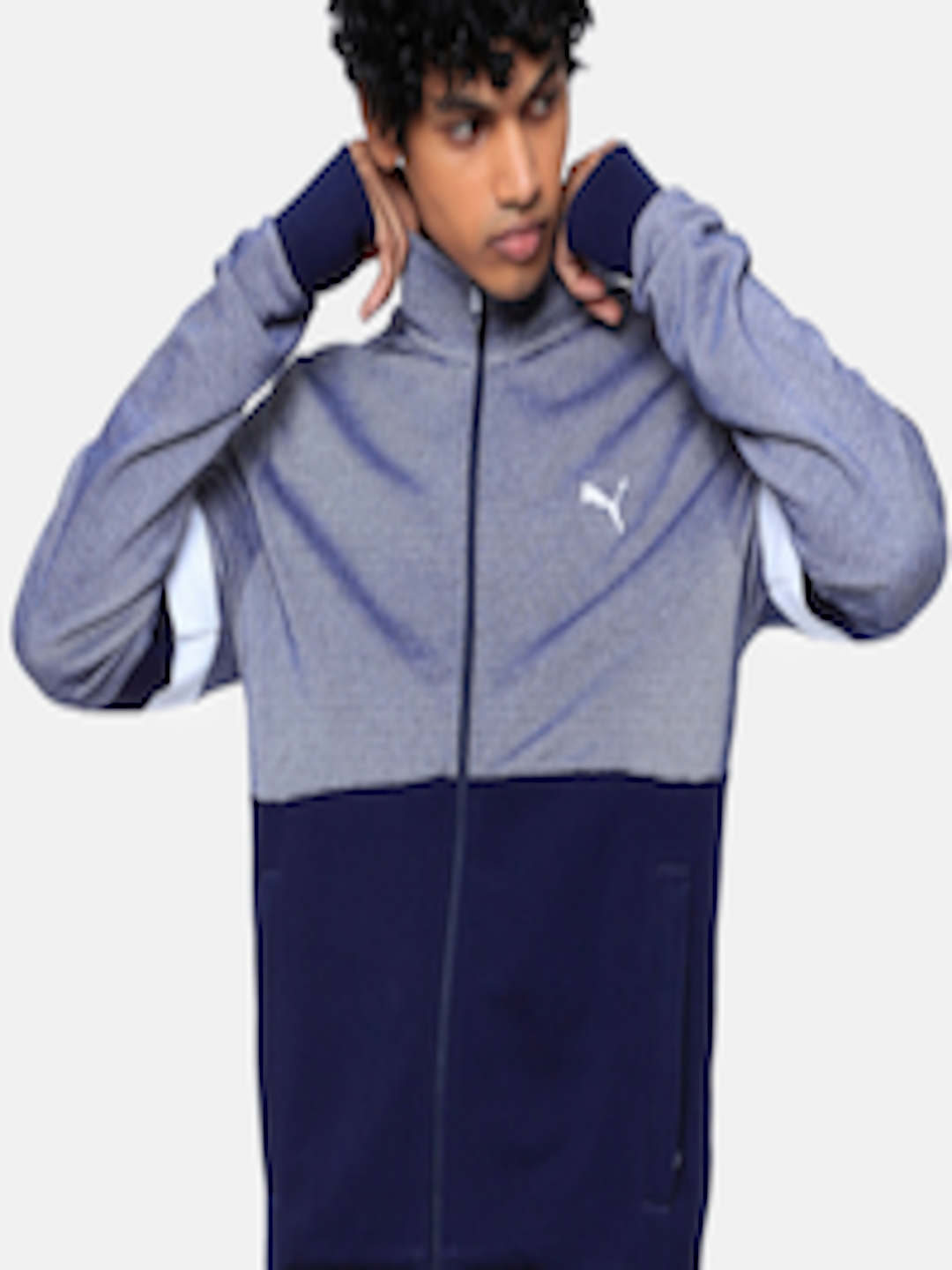 Buy Puma Men Blue Stylized Sweat Solid Sporty Track Jacket - Jackets ...