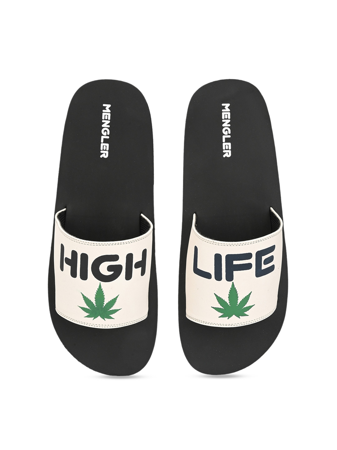 Buy MENGLER Men Off White Printed Sliders - Flip Flops for Men 11206280 | Myntra