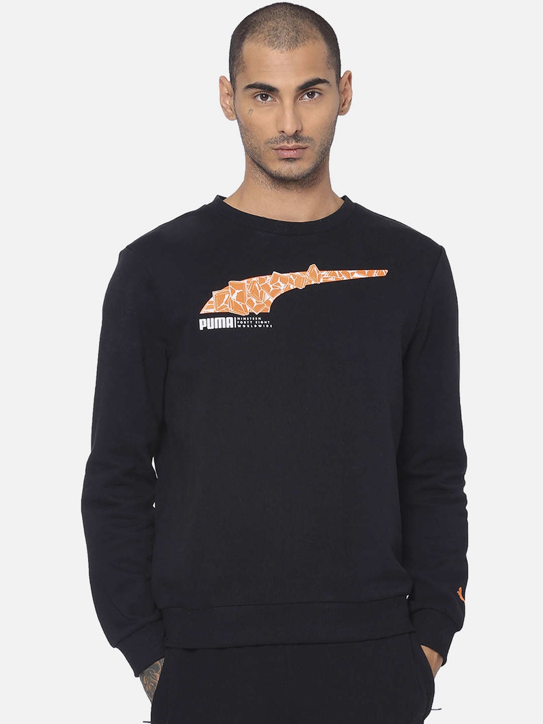 puma stripe crew neck sweater