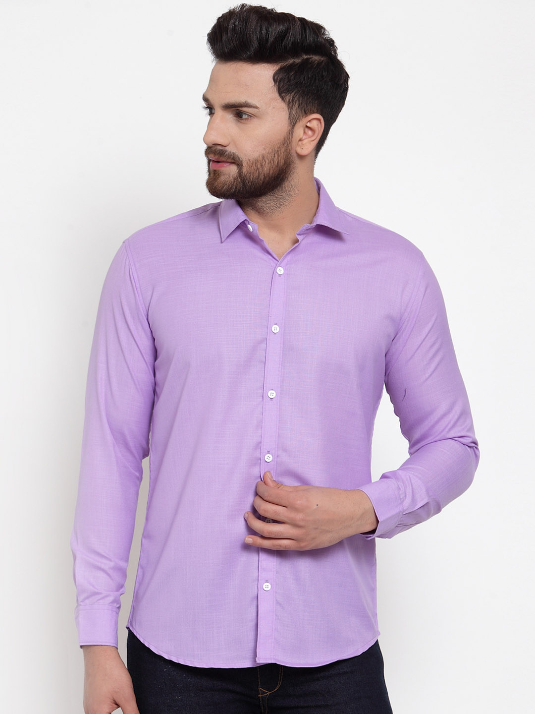 Buy JAINISH Men Lavender Classic Slim Fit Solid Casual Shirt Shirts