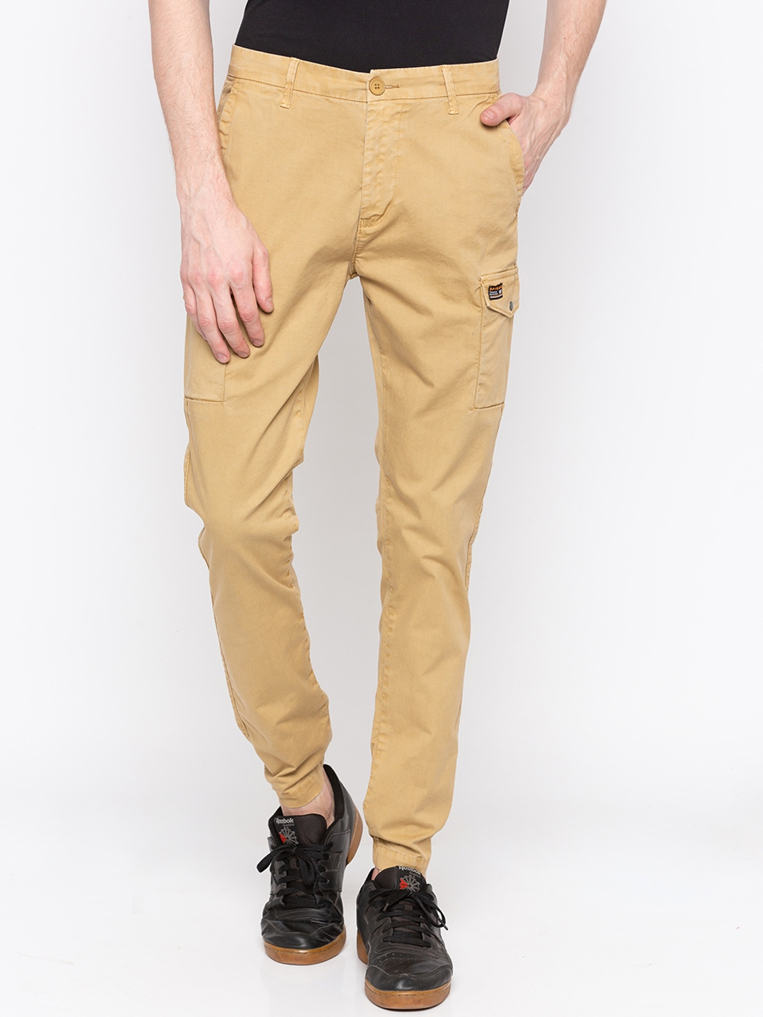 spykar slim fit cotton joggers