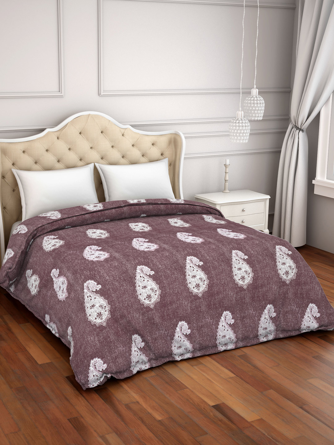 Buy Welspun Burgundy Abstract AC Room 110 GSM Double Bed Dohar