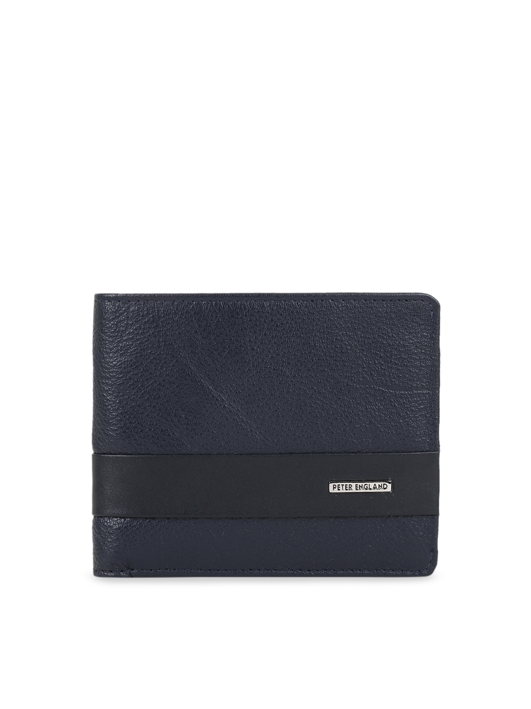 Buy Peter England Men Navy Blue Textured Leather Two Fold Wallet ...