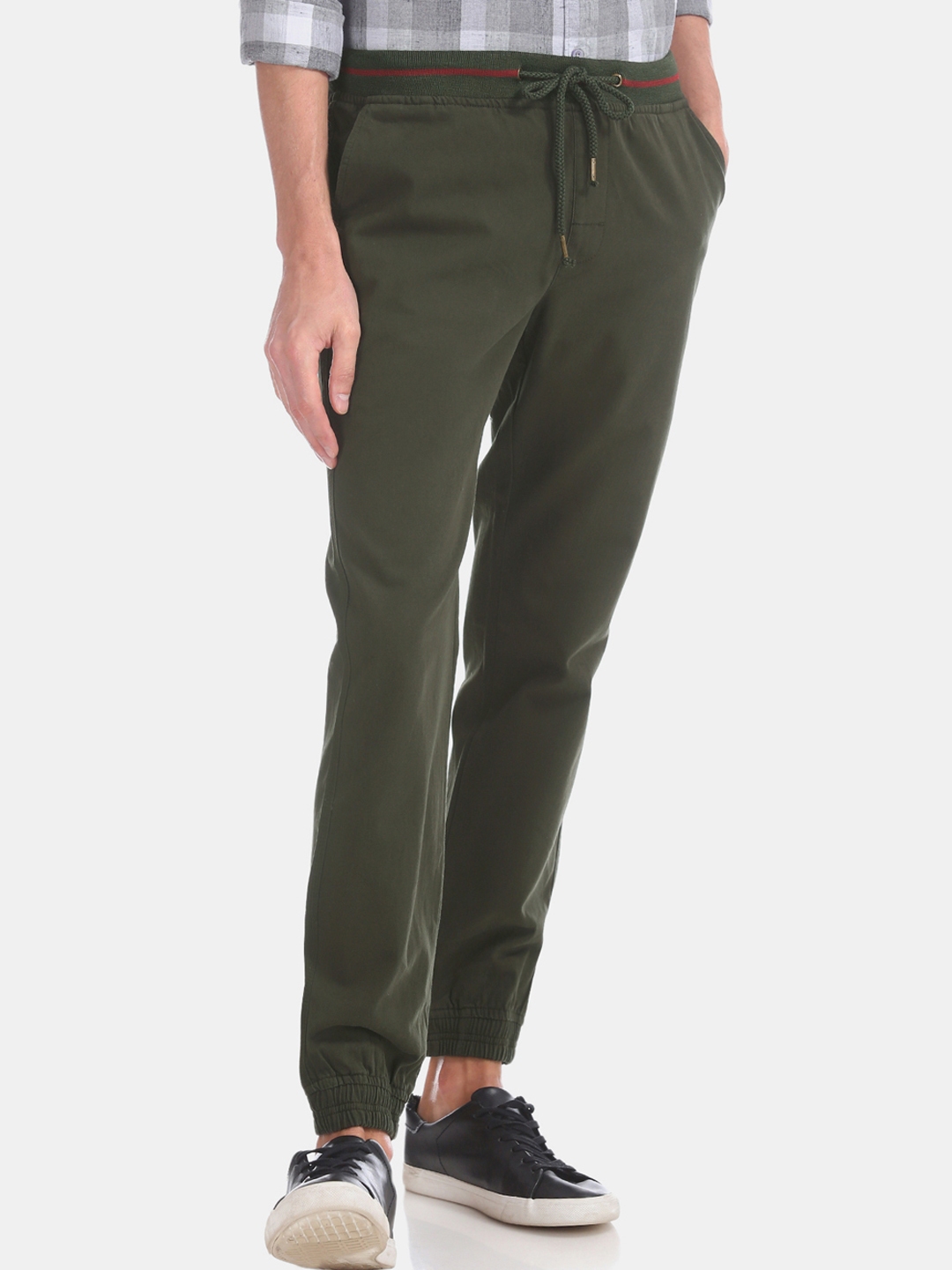 Buy Colt Men Olive Green Slim Fit Solid Joggers - Trousers for Men ...