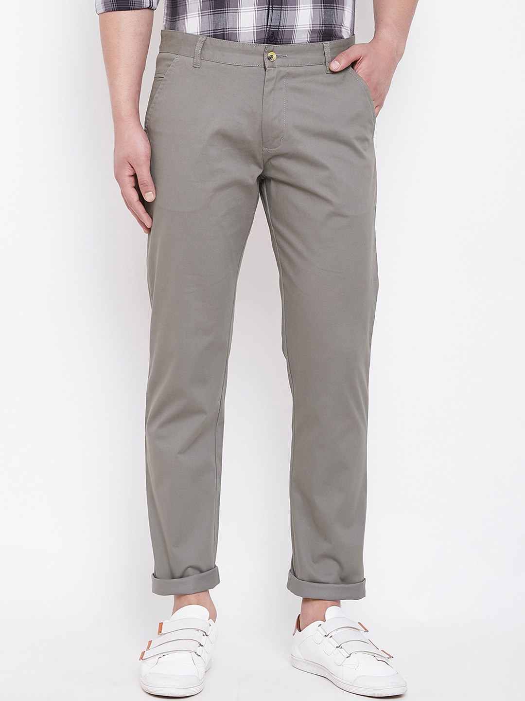 Buy JUMP USA Men Grey Solid Regular Trousers - Trousers for Men ...