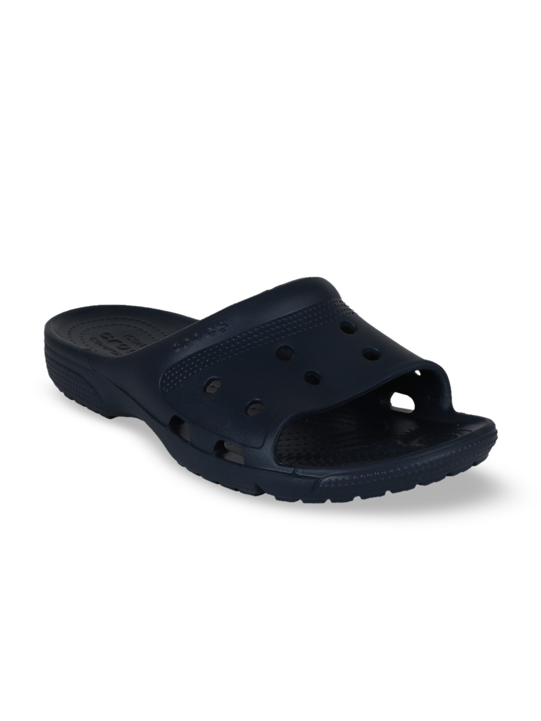 Buy Crocs Men Navy Blue Solid Sliders - Flip Flops for Men 11215384 | Myntra